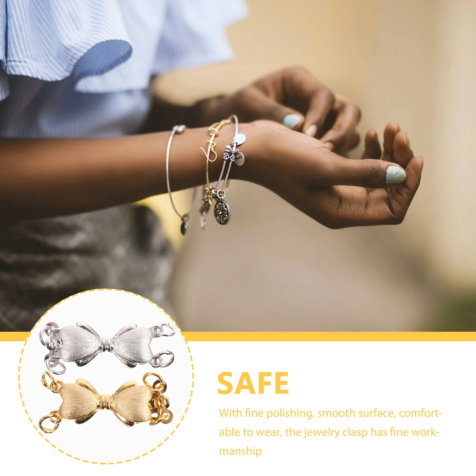 

2Pcs Pearl Necklace Connector Clasp Metal Jewelry Lock Durable for DIY Necklace Bracelet Craft Supplies Jewelry Clasp