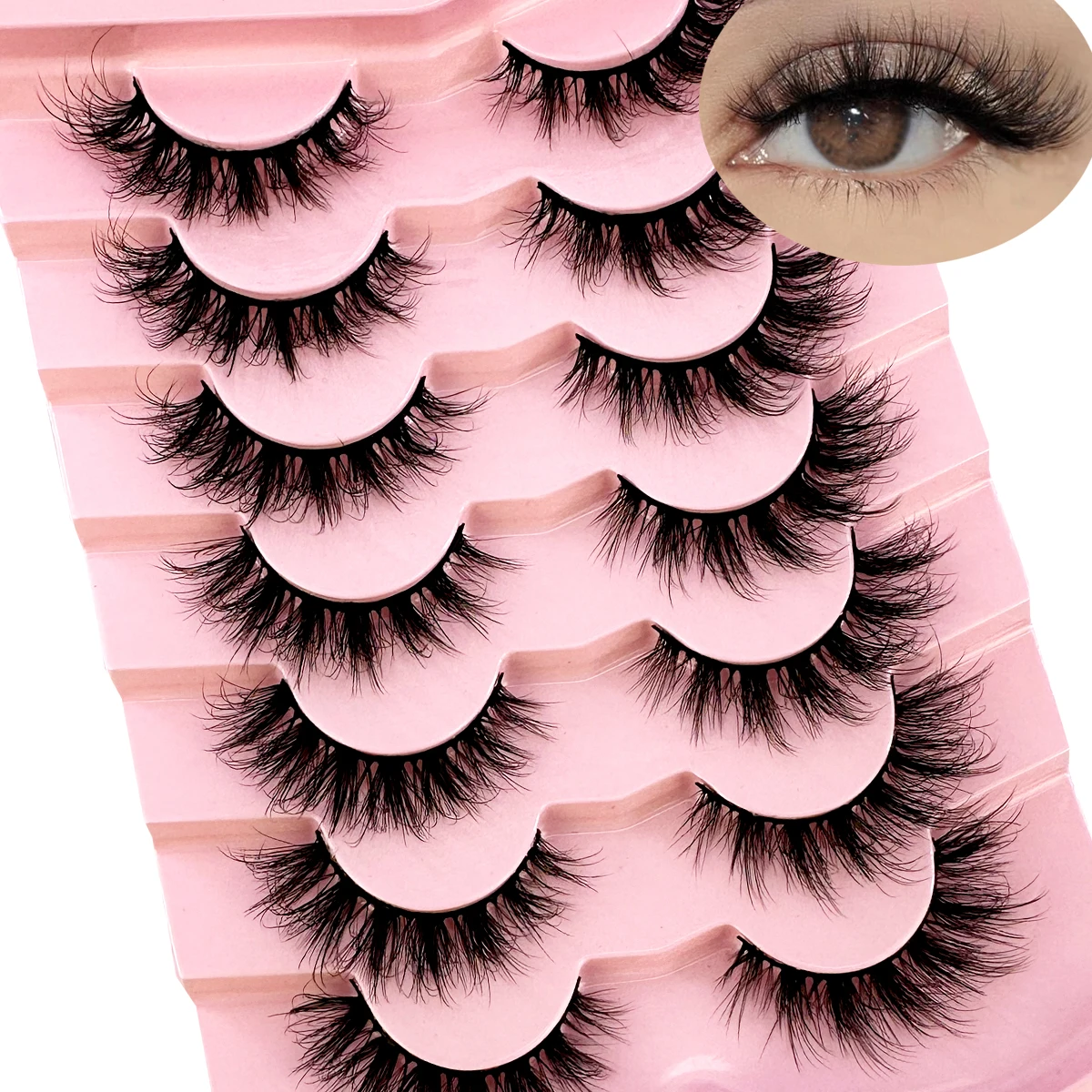 جديد عين القط الرموش الصناعية سوبر رقيق فو رموش بالمنك دراماتيكية طويلة وكاملة الرموش وهمية 7 أزواج حزمة رموش تكثيف