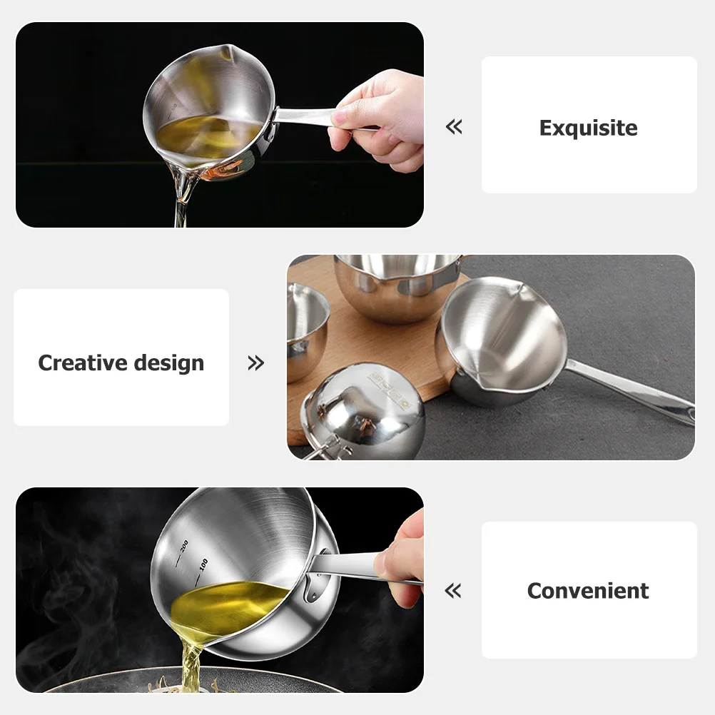 

Stainless Steel Sauce Pan 120ml Compact Design Milk Pot Thick Handle Anti-Scalding Small Cooking Pan Multi-Function
