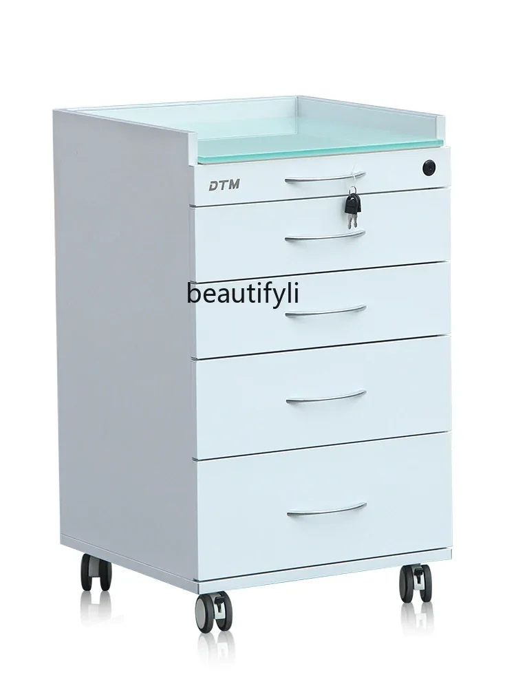 Dental Mobile Side Cabinet Dental Clinic Cosmetic Medical Stainless Steel Wooden Storage Special Cabinet