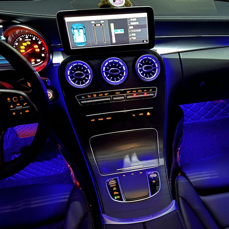 

Front Rear Turbine Air Vent LED Ambient Light Fit C Class GLC C200L W205 X253 Interior Refit Part