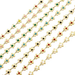1 M 304 Stainless Steel Handmade Link Chain For Handmade DIY Jewelry Making Findings Flower Gold Color Chain 6mm