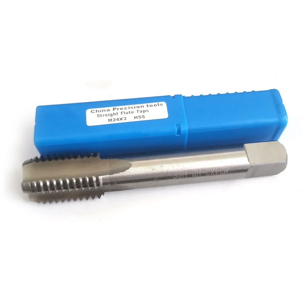 Grifo de rosca métrica HSS M24, tornillo fino derecho, grifos de flauta recta, máquina izquierda, M24X3, M24X2, M24x1.5, M24x1.25, M24x1, M24x0.75, x0.5