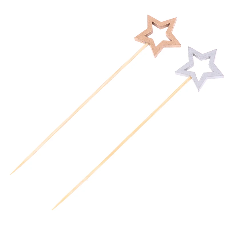 50/100Pcs Star Disposable Bamboo Skewers Food Cocktail Picks Buffet Fruit Cupcake Fork Sticks Party Table Decoration Supplies - view 6