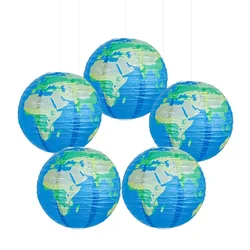 World Map Paper Lanterns Geographic Education Earth Globe Ornament for Travel Theme Party Decor Birthday Decoration Classroom