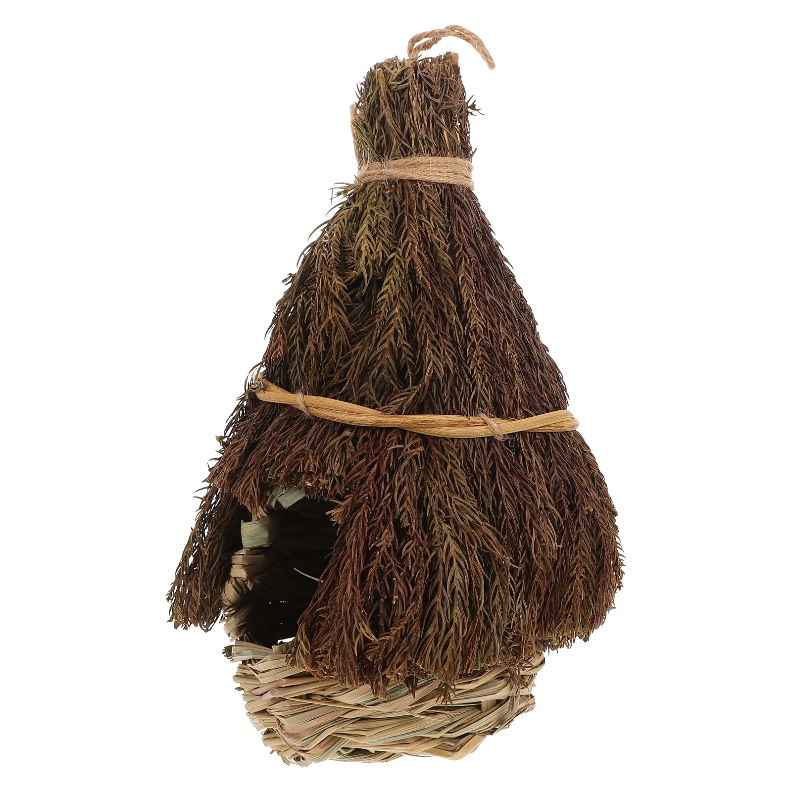 

Grass Woven Bird Nest Hanging Decor - Natural Handmade Bird for Outside Ventilated Safe Habitat for Finches Canaries