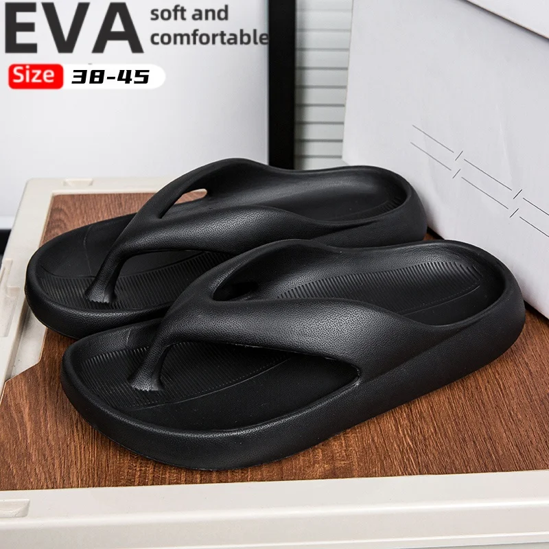 

Summer men's slippers soft-soled beach sandals EVA fashion flip-flops indoor slippers outdoor pinch garden slippers size 38-45