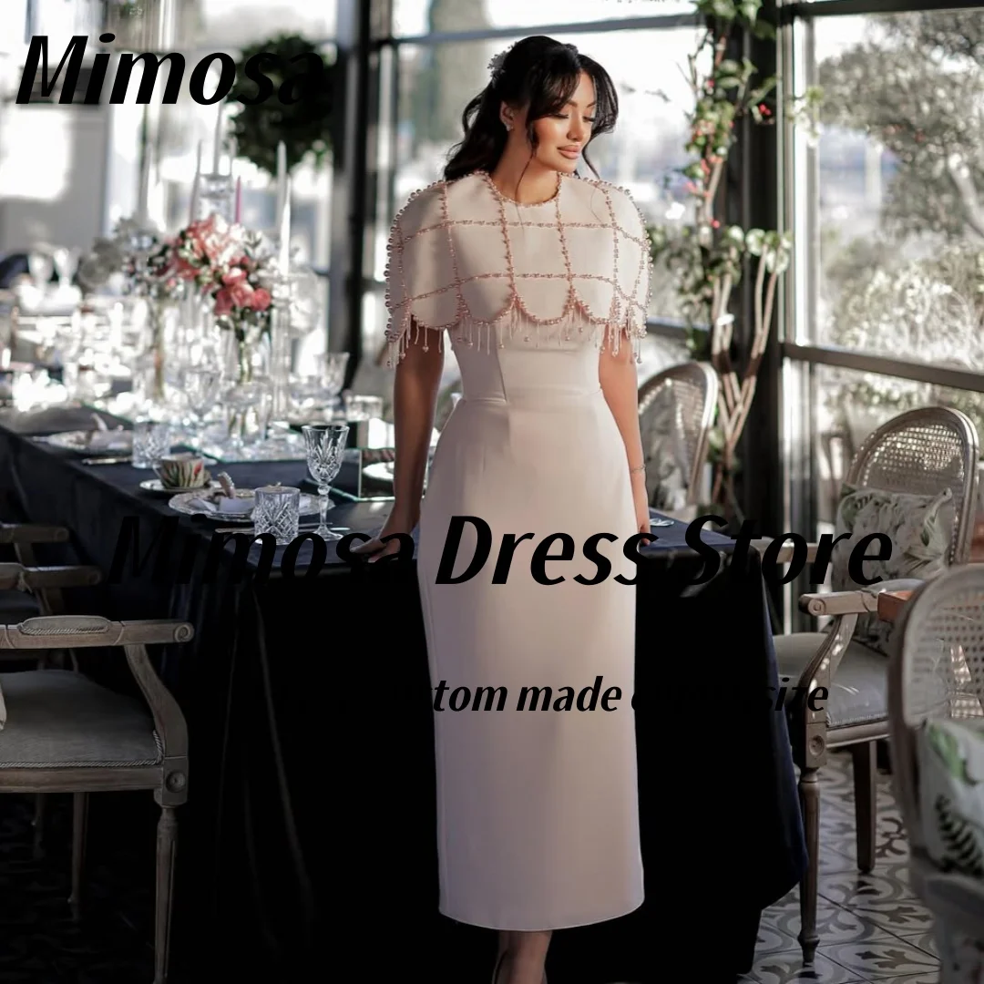 

Платья для выпускного вечера Mimosa с круглым вырезом 2021, шали с кисточками и бисером, вечерние платья длиной до щиколотки, платье-футляр для особых случаев по индивидуальному заказу
