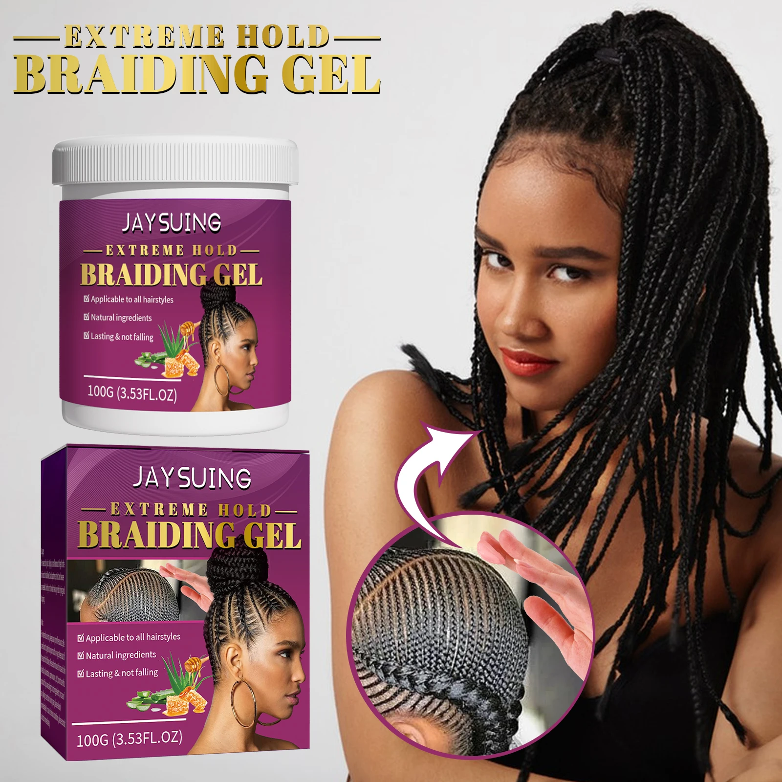 Styling Braiding Gel Wax Anti-Frizz Reduce Hair Damage Smooth Lasting Edge Control Twist Broken Hair Finishing Shaping Cream