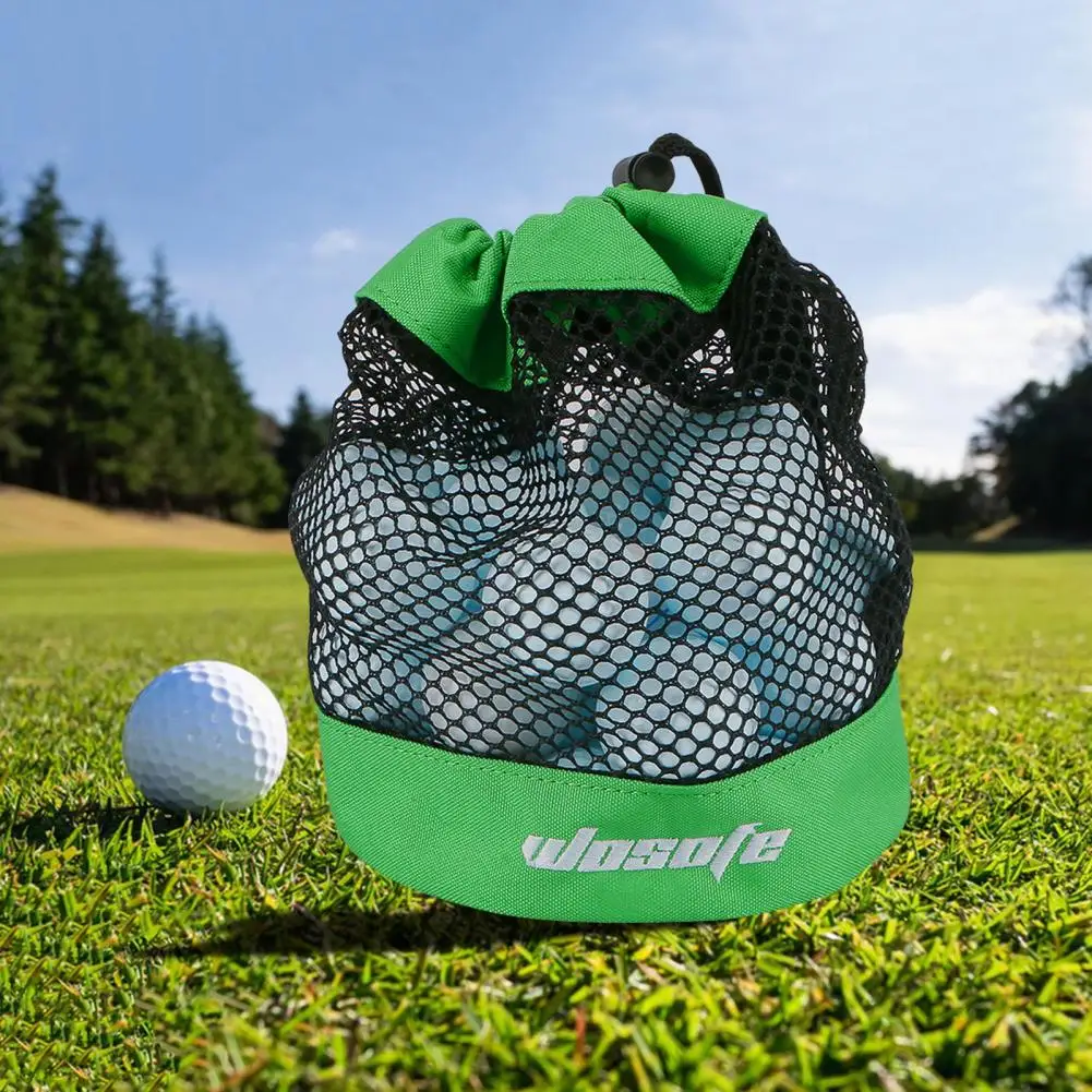 Golf Ball Storage Bag Hanging Buckle Large Capacity Golf Equipment Storage Pouch Drawstring Golf Ball Pouch Net Mesh Storage Bag