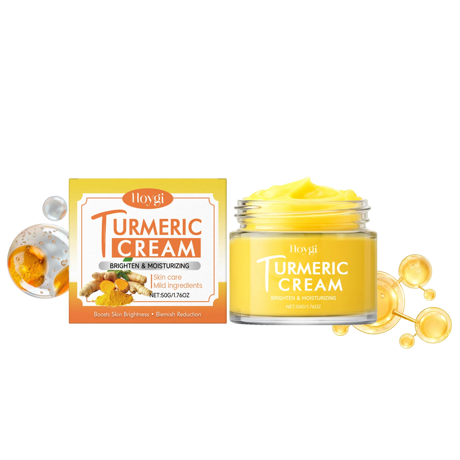 Turmeric Brightening Cream Lightening Lifting Fade Dark Spots Remove Acne Reduce Dullness Moisturizing Vitamin C Facial Cream