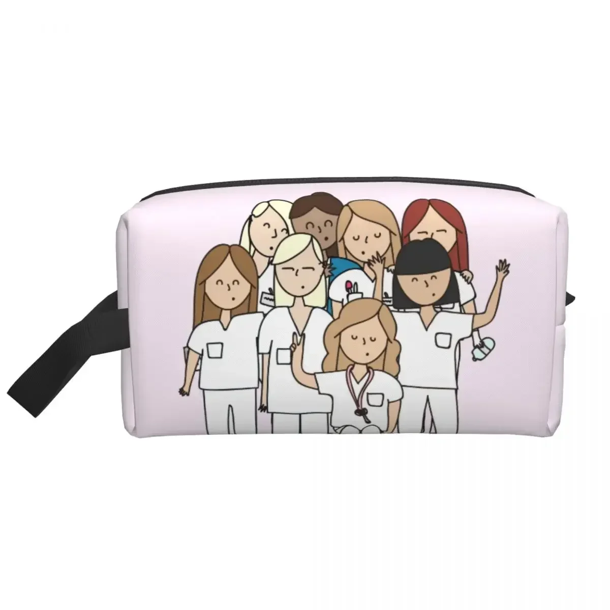 Custom Funny Cartoon Nurse Makeup Bag Women Travel Cosmetic Organizer Cute Health Care Nursing Doctors Storage Toiletry Bags