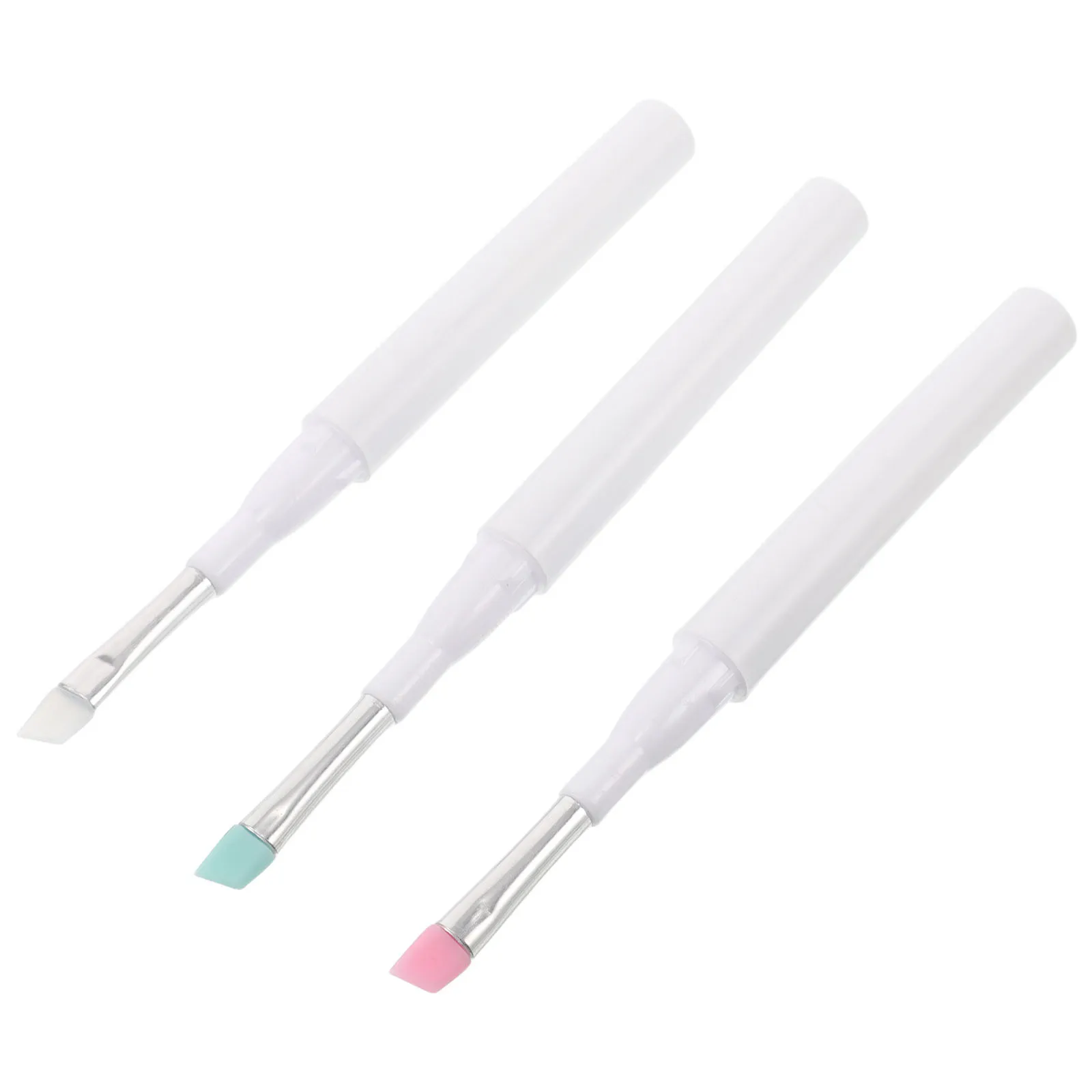 3Pcs Silicone Eyebrow Brush Set Dust Cover Soft Angled Applicator Eye Makeup Tool Eyelash Comb Separation Eye Cream Eyeliner