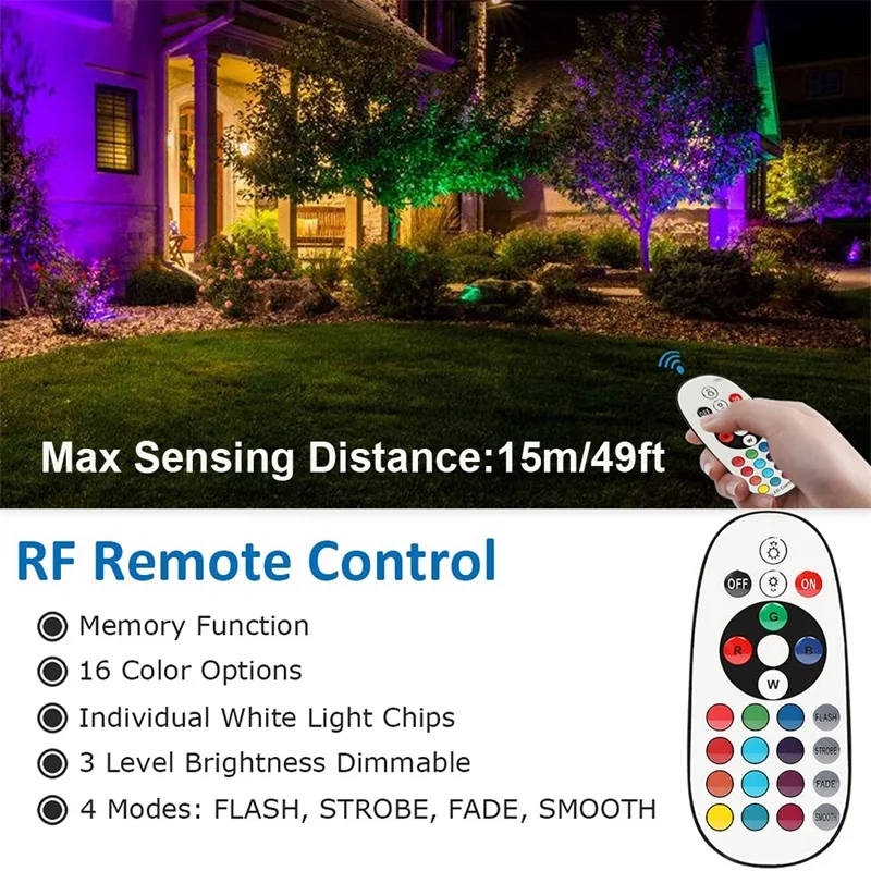 Landscape Light RGB Warm White LED lampada da terra 10W faretto paesaggistico telecomando impermeabile Outdoor Path Deck Lawn Light