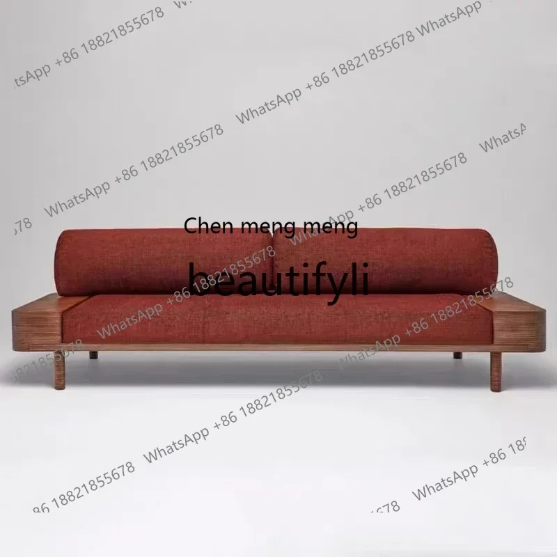 32A Nordic simple solid wood double living room sofa hotel cafe booth reception chair