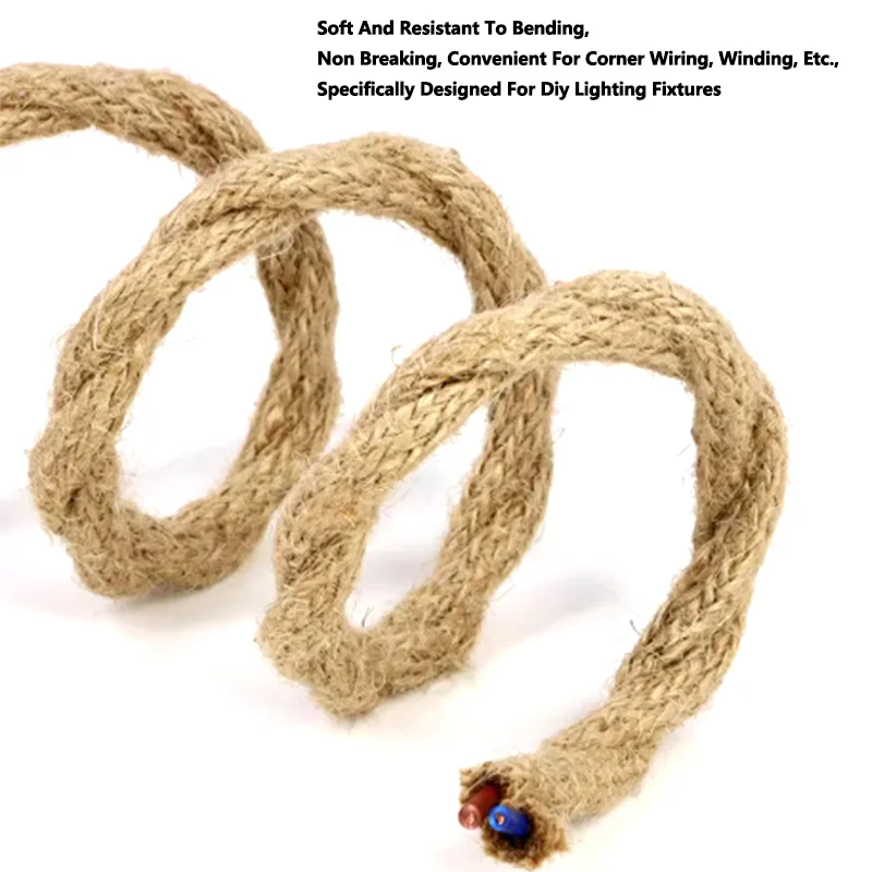Retro Style Copper Vintage Braided Wire Pendant Light Lamp Cord Hemp Rope Electrical Wire Twisted Cable 2 Cores 3 Cores 1~10m