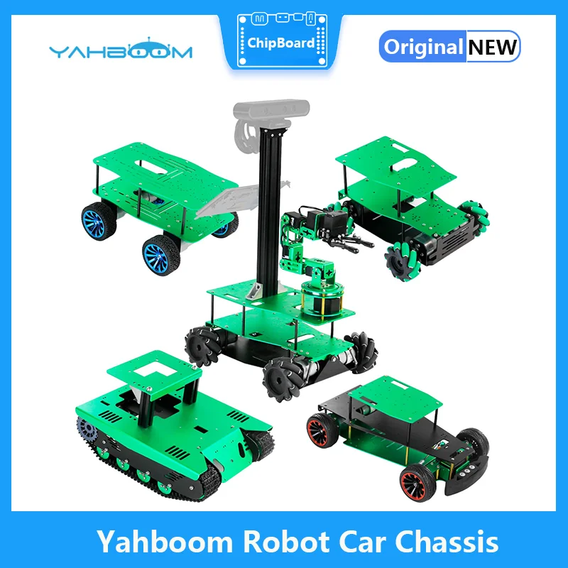 

Yahboom Aluminum Alloy Robot Car Chassis Pendulum Suspension Mecanum Wheel Ackerman Steering Crawler Tank and 6DOF Robotics Arm