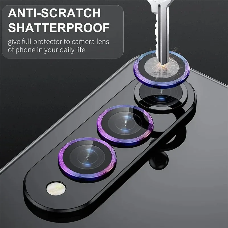 9H Camera Lens Protector for Samsung Galaxy Z Fold 6 5 4 3 Anti Scratch Tempered Glass Metal Ring for Z Flip 6 5 4 Cover 2-3PCS