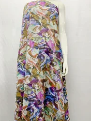 Hot Sale High-end Soft Colored Flowers 100% Cotton Print Textile Sewing Fabric for Dress Digital Printing Fabric Cloth  ZG827-3