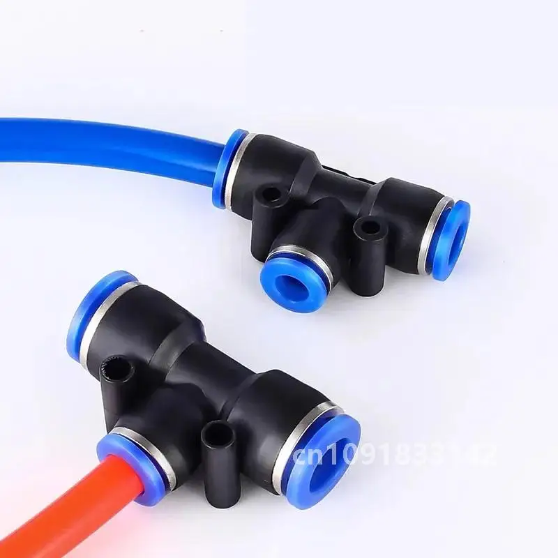 PE Union Tee Push to Connect Airline Fittings for 4 6 8 10 12mm Tube,Quick Release Pneumatic Connector for Air Compressor/Brake