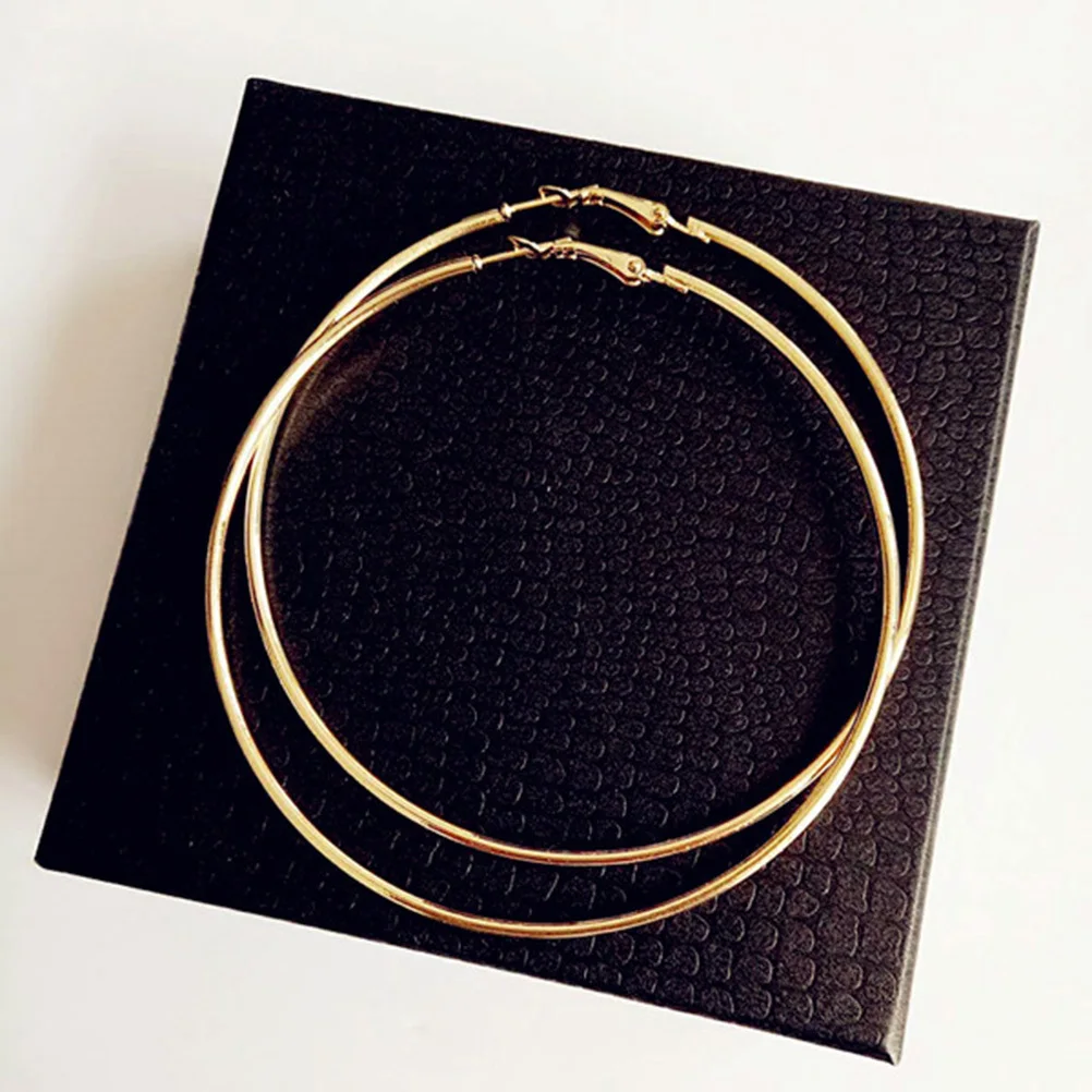 8 سنتيمتر أقراط معدنية مستديرة كبيرة للجنسين السلس خفيفة الوزن هيبوالرجينيك ترصيع للنساء الرجال الذهب بيان كبير مجوهرات #1