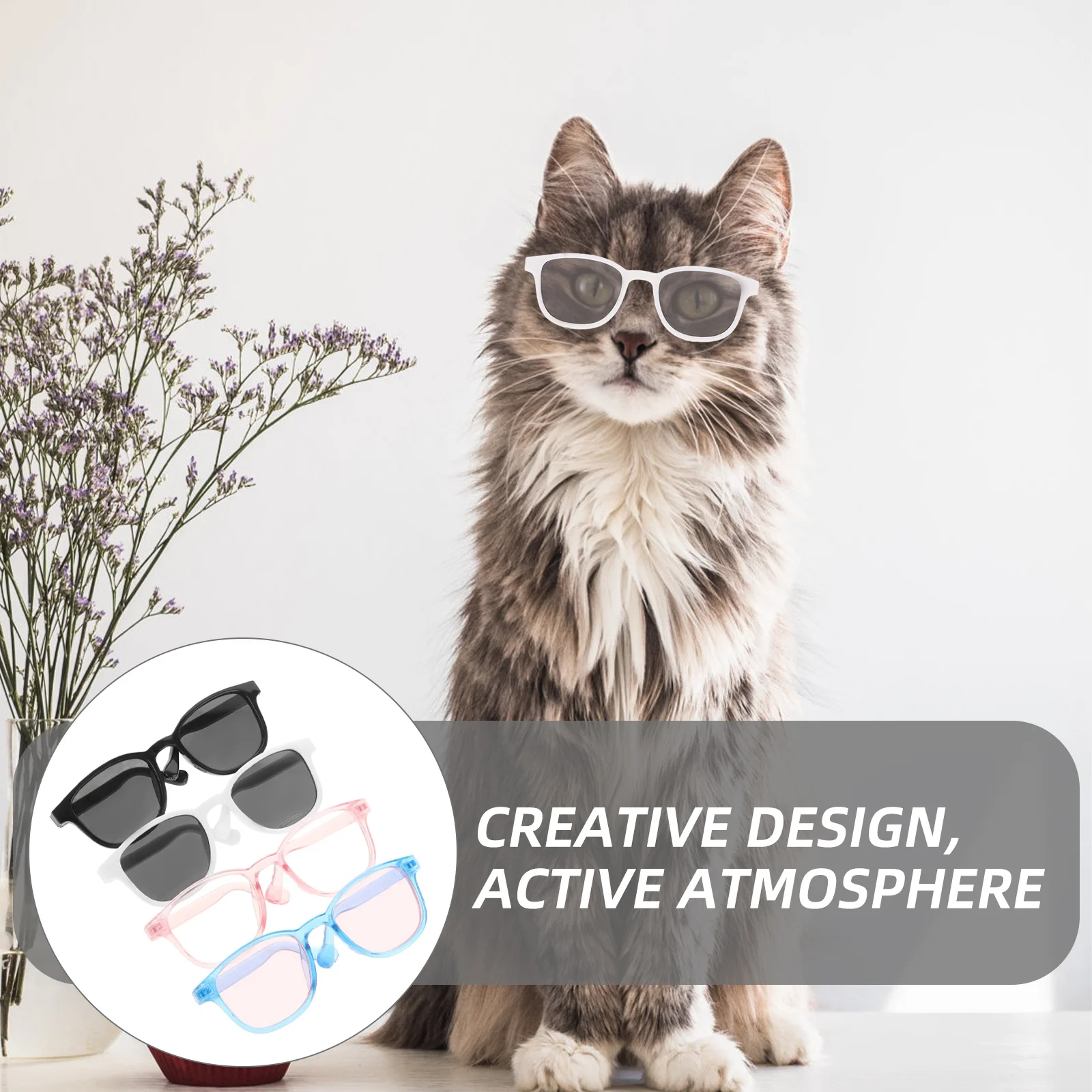 

4pcs Pet Sunglasses For Cats Dogs Lightweight Protective Eyewear Fashionable Cosplay Glasses Photo Prop Dog Accessories