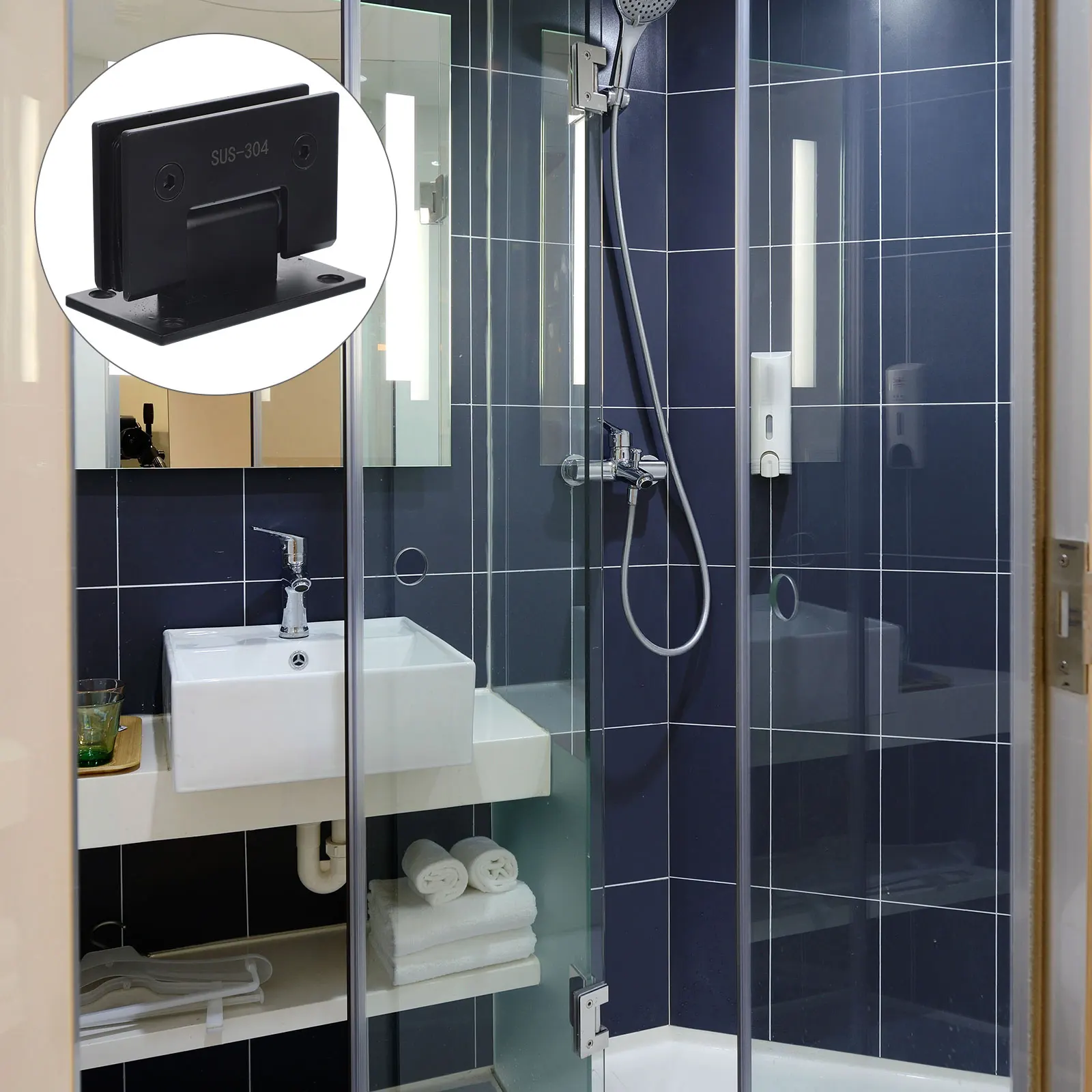 

1pc Stainless Steel Glass Door Clamp Bathroom Clip Hinged Fixing Holder Durable Corrosion Resistant Shower Room Accessory