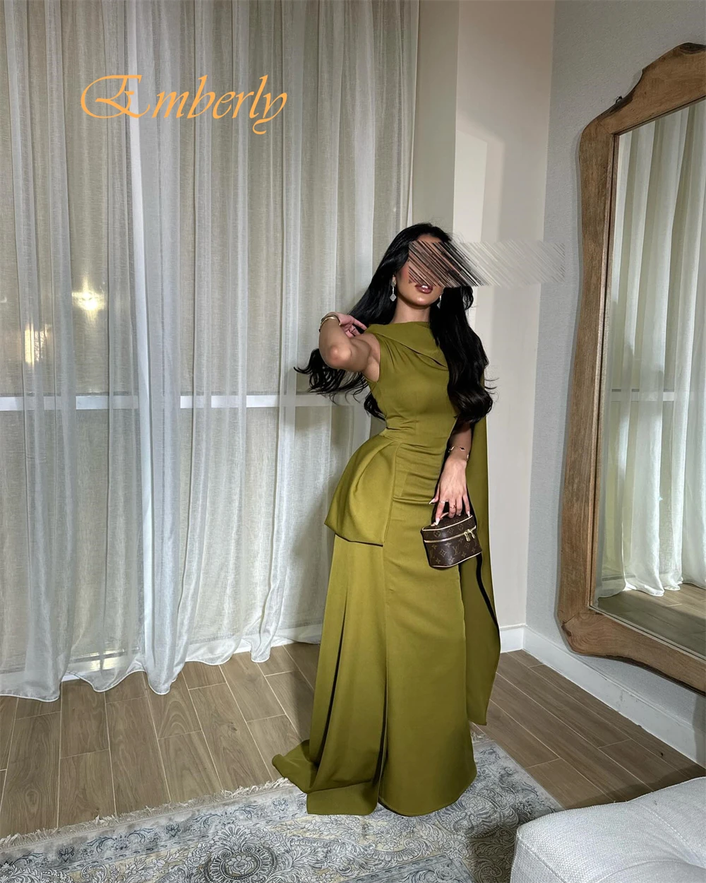 Aangepaste prachtige avondjurk met één schouder en lange mouwen Temperamentpaneel Trein galajurken Hoge kwaliteit satijnen feestjurken