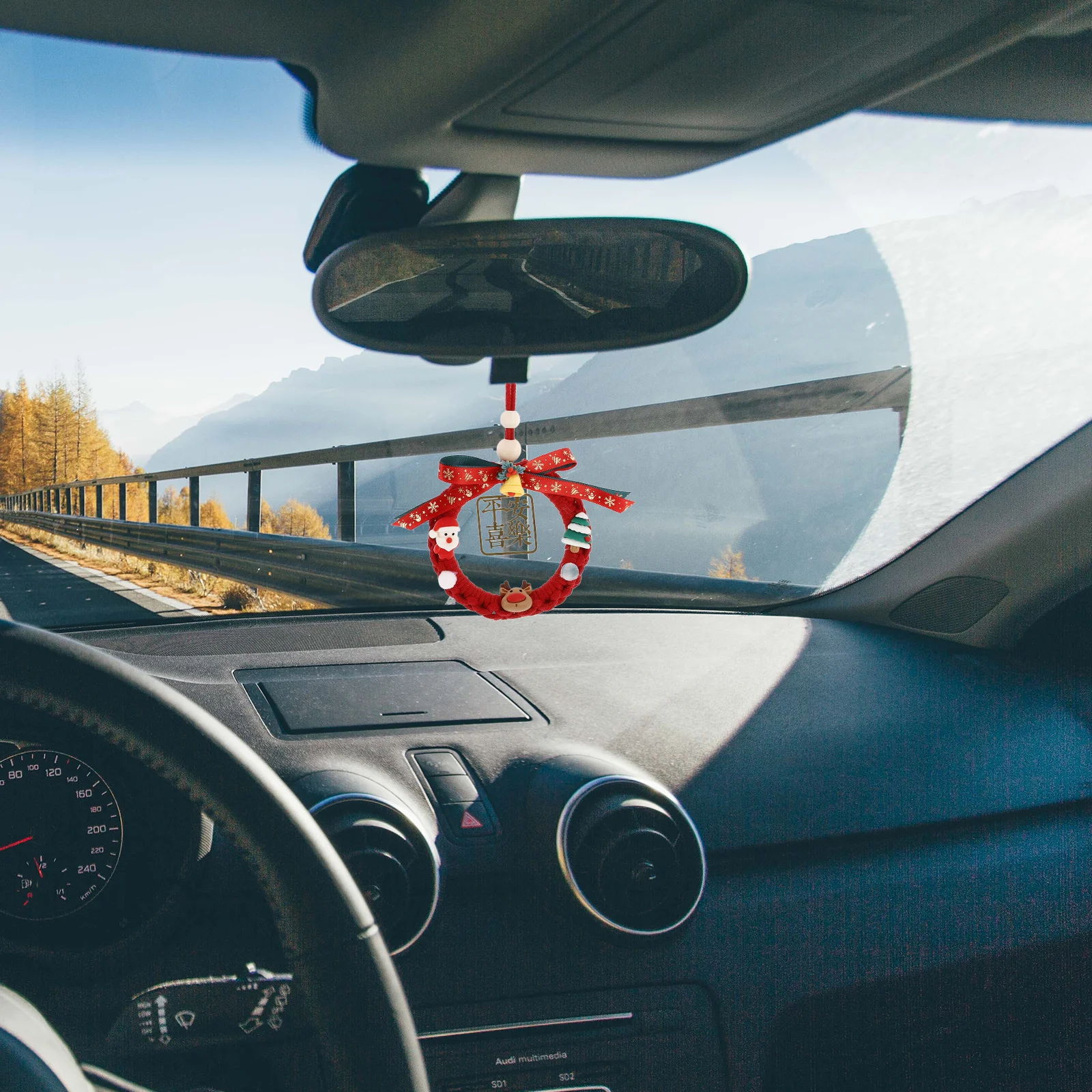 

DIY Woven Car Hanging Ornament Joyful Cartoon Design Easy Install Auto Rearview Mirror Accessory Interior Decor