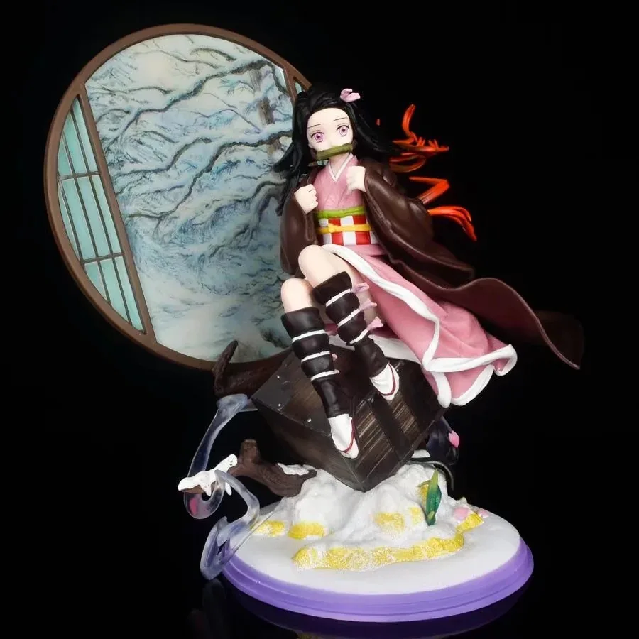 Anime Demon Slayer Kamado Nezuko statua 28cm ekran pcv dekoracja figurka pełnej długości ozdoby zabawkowy model prezent