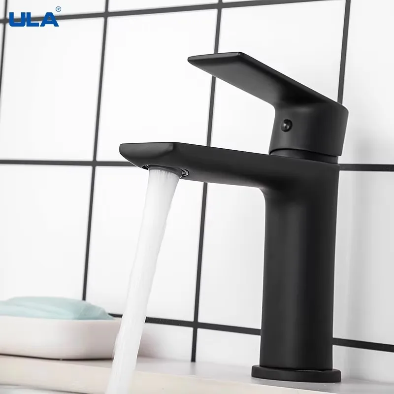 ULA Brass Basin Faucet Bathroom Faucets Hot and Cold Mixer Tall Bathroom Sink Faucets Black Chrome Washbasin Tap Crane Torneira