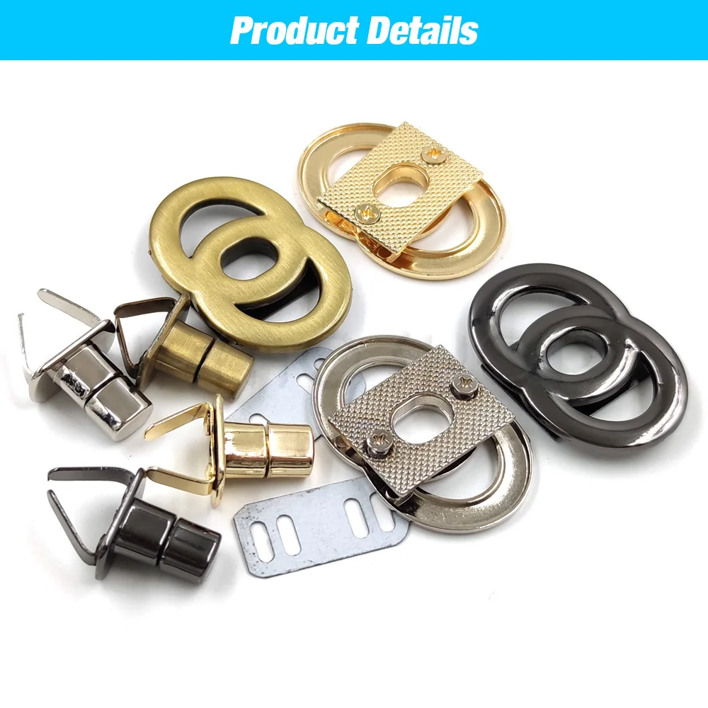 1pc Metal O Shape Double Circle Twist Turn Lock Clasp Buckle for Leather Craft Handbag Purse DIY Hardware Accessories