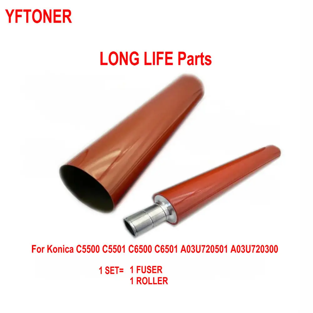 1Set Fuser Film Sleeve Belt Lower Pressure Roller For Konica C6000 C5500 C5501 C6500 C6501 A03U720501 A03U720300 Parts