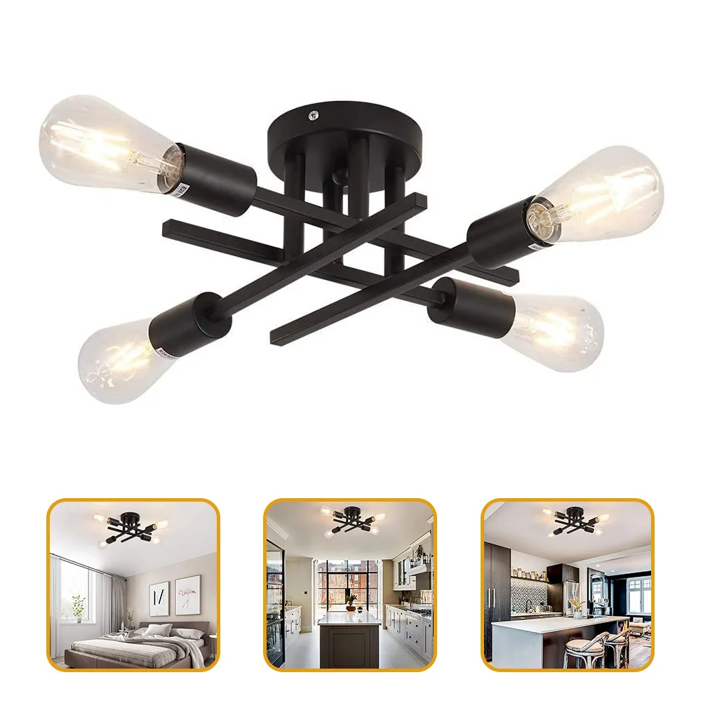 Kitchen Light Fixtures Vintage Pendant Lighting Dome Black Chandelier Ceiling Lamp