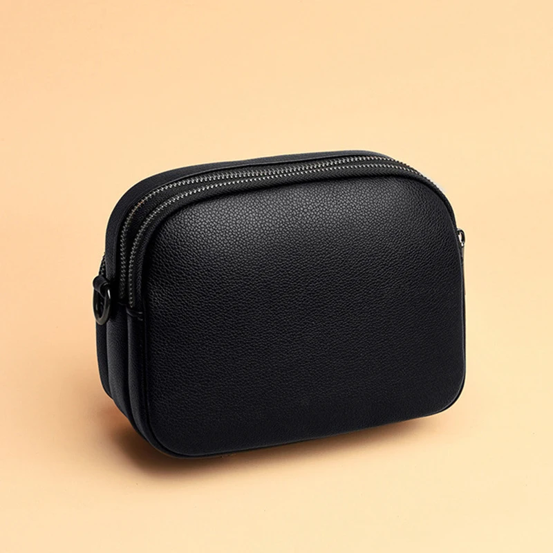 Einfarbige modische Niet Reiß verschluss Damen Handy tasche einfache weiche Leder Schulter Cross body kleine quadratische Tasche Handtasche – Detail 22