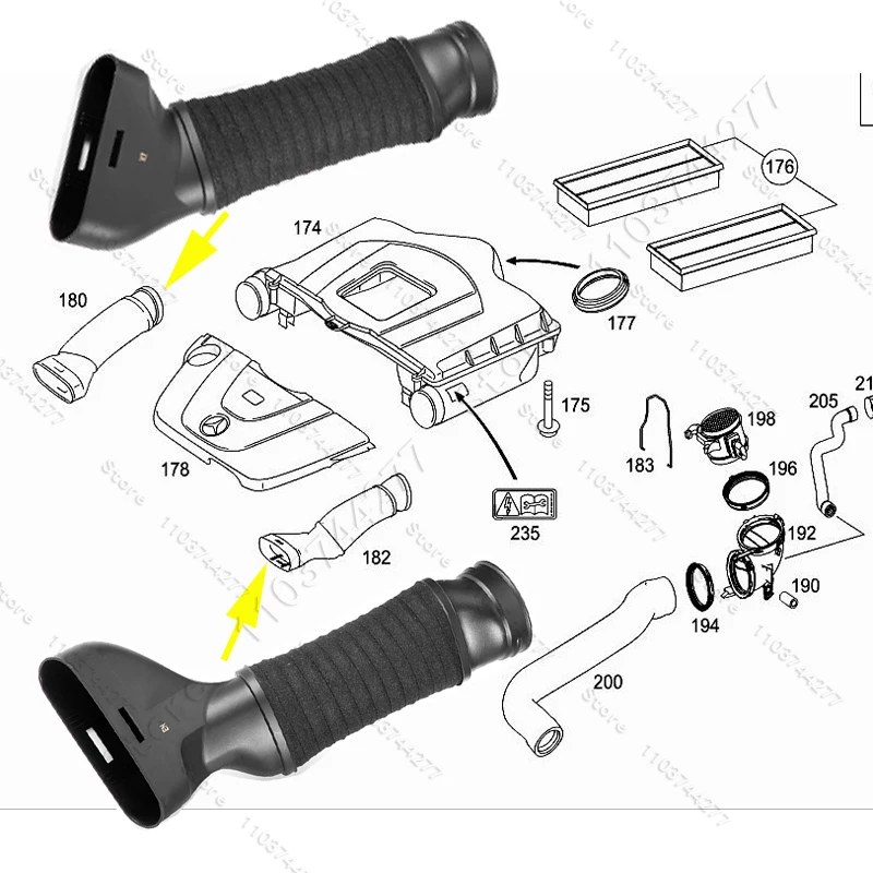 Untuk 2005-2011 Mercedes-Benz C230 C350 (W203) CLC230 CLC350 (CL203) Selang Tabung Saluran Masuk Pembersih Udara 2720900782 2720900282