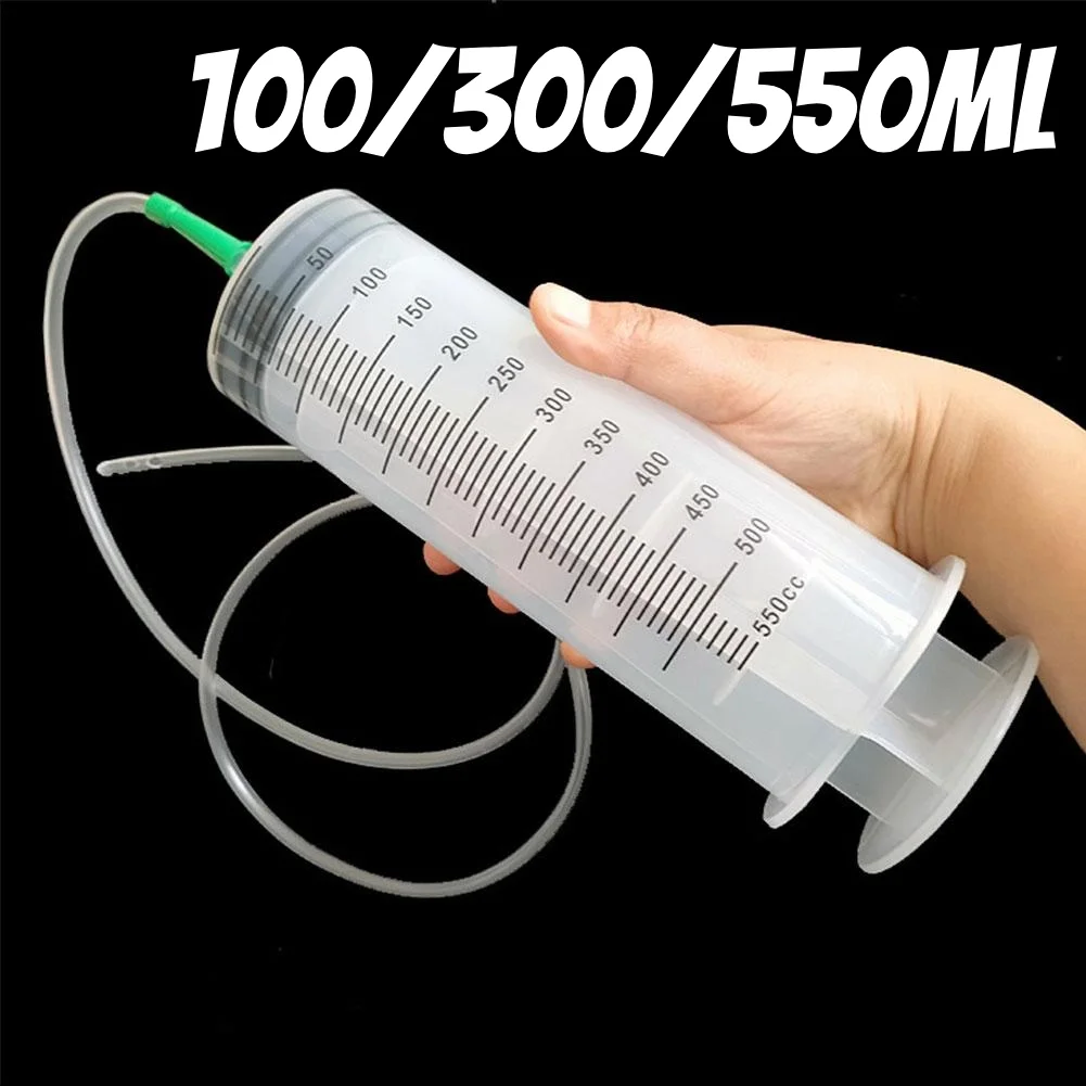 Bomba de óleo de seringas de grande capacidade, 100/300/550ml, com mangueira de 1m, bomba de medição de alimentação para animais de estimação, hidroponia, nutrientes, seringa grande