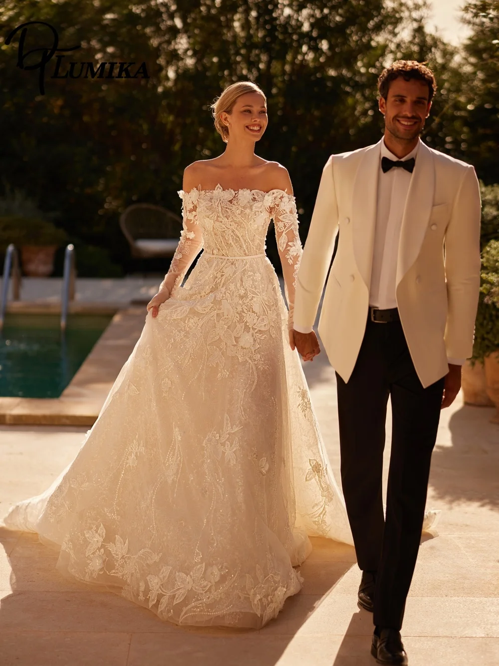 

Charming Off-Shoulder Wedding Dress 2026 Elegant Appliquéd Church Bridal Gown Trendy A-Line Tulle Floor-Length Dress Customized