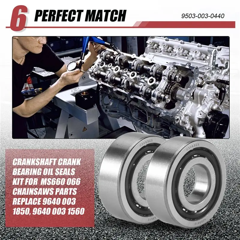 CMHI-Crankshaft Crank Bearing Oil Seals Kit For STIHL Ms660 066 Chainsaws Parts Replace 9640 003 1850, 9640 003 1560