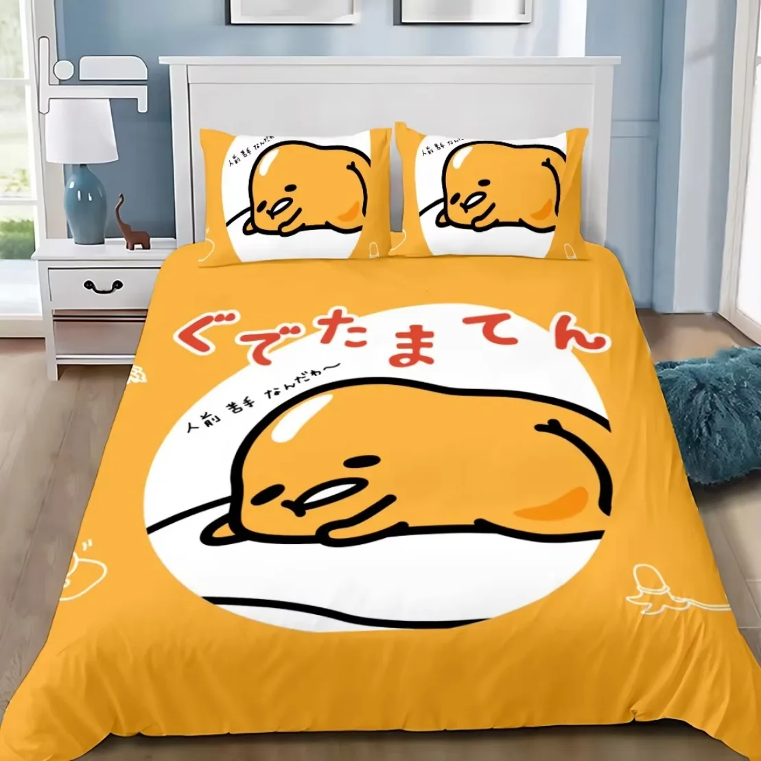 G-Gudetama Bedding Set Funny Lazy Egg Duvet Cover Pillowcase Adult Boy Girl Bedroom Decoration Single Double Large Size