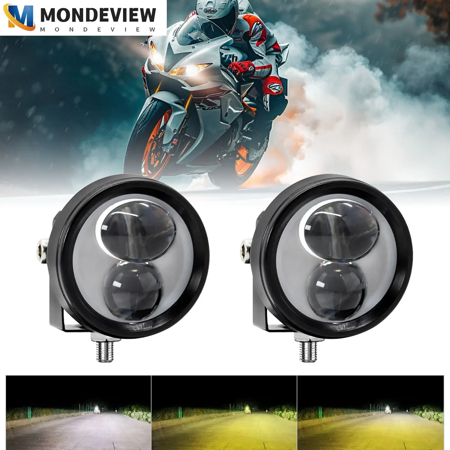 

MONDEVIEW SD1 6000K white laser gourd lens 6000LM high brightness motorcycle spotlight 130W high-power car running light