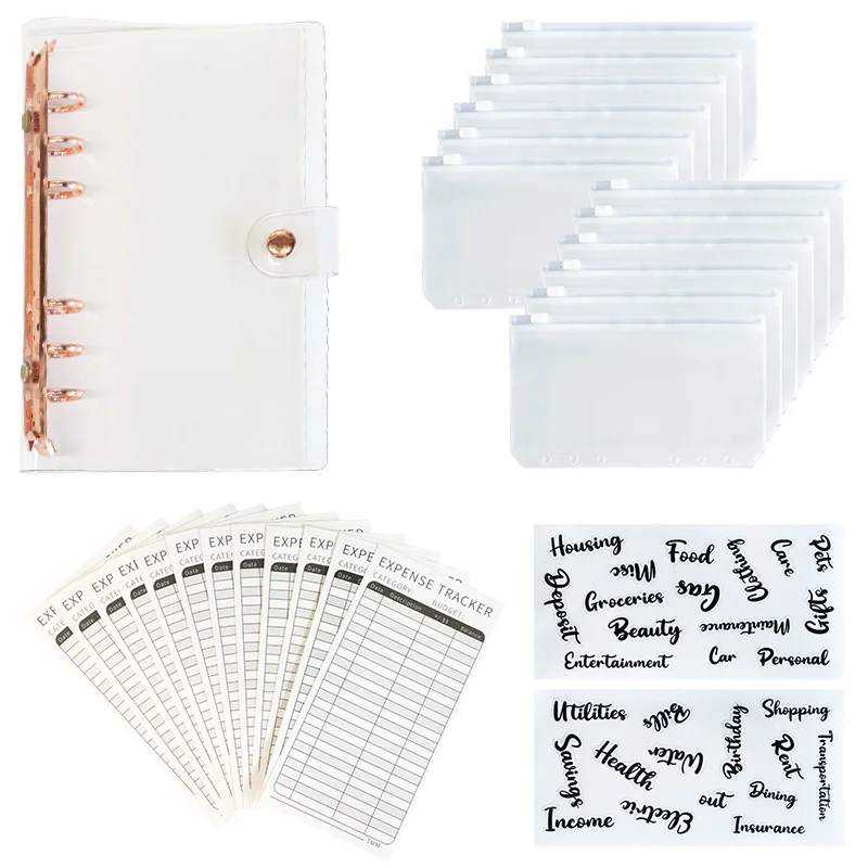 A6 Transparent Clear Budget Binder Envelope Planner Money Saving Cash Book System With Clear Zipper Pockets And Expense Tracker