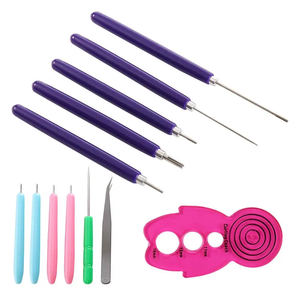 Kit de 12 Herramientas para Quilling, Pluma Ranurada para Quilling, Herramientas para Rizar Papel, Kit de Agujas para Quilling, Pluma para Quilling de Papel de Varios Tamaños