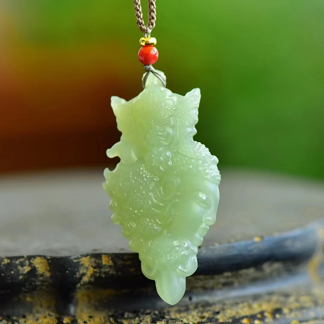 Hetian Jade Qinghai Material Lake Water Green Pendant  in a Moment Jewelry 1380#