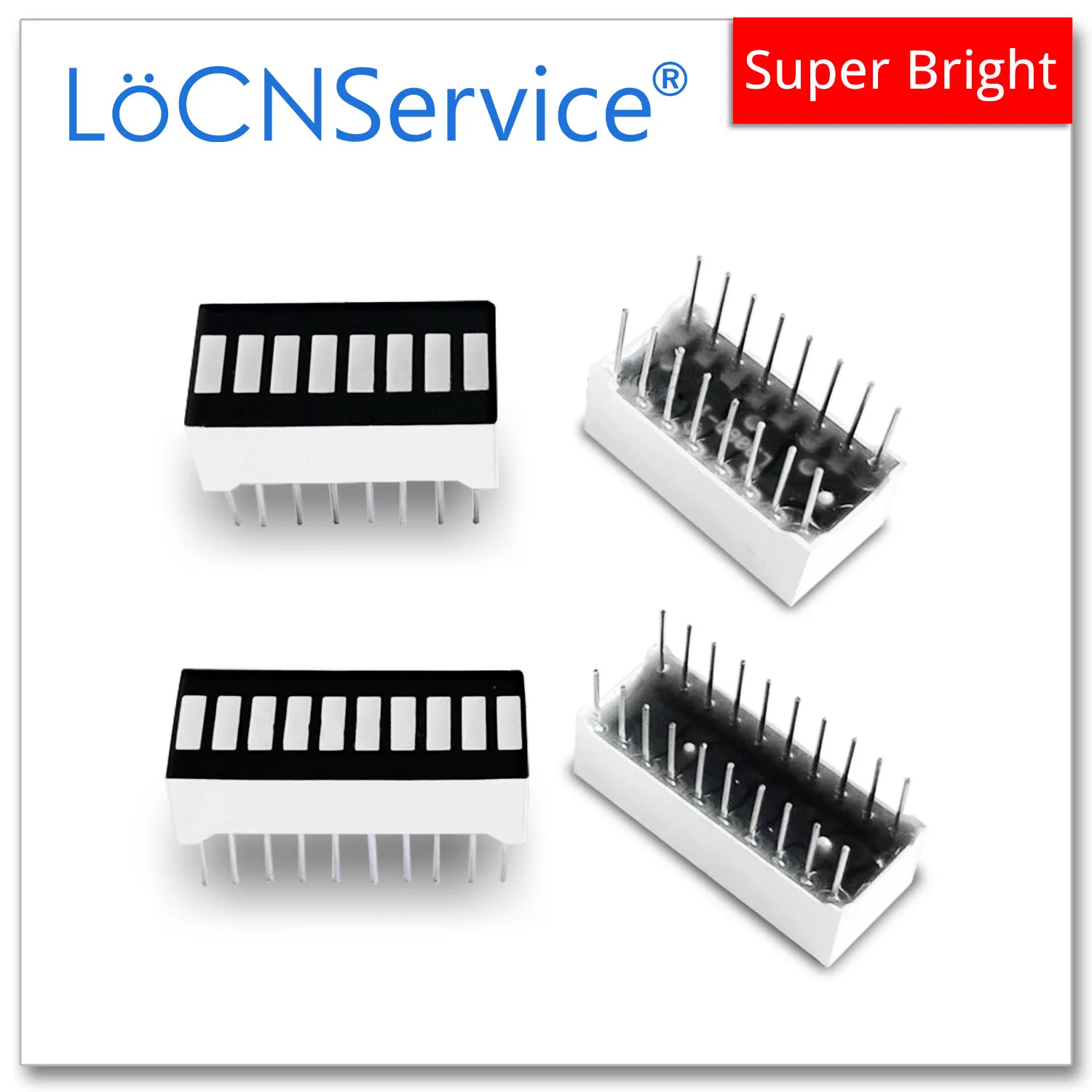 LoCNService LED Bar graph Light 10-segment 2510 RED WHITE 30pcs-100pcs Bargraph single color digital display board Ultra Bright