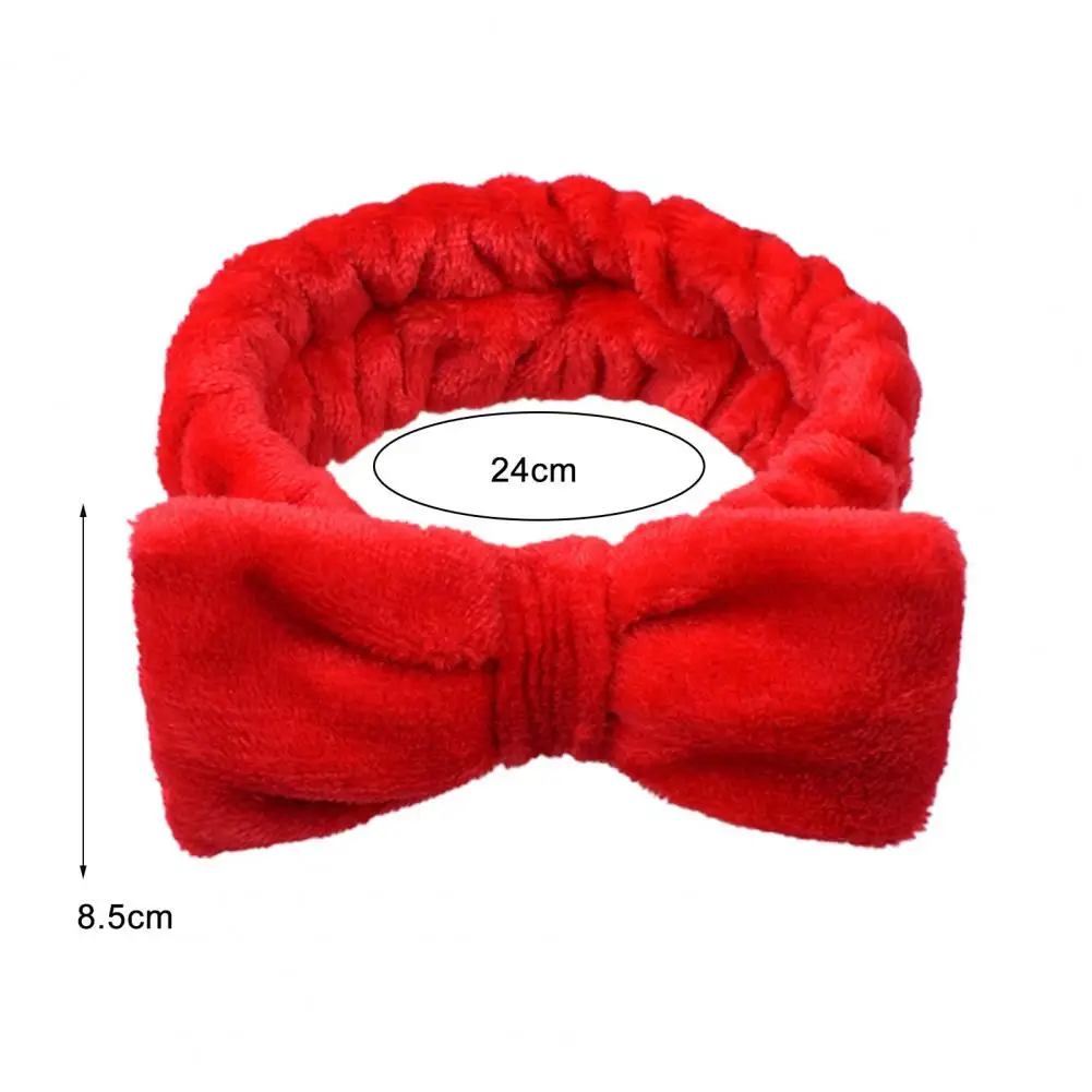 Women Hair Band Solid Color High Elasticity Makeup Headband Skin-touch Bowknot Coral Fleece Hair Band Hair Accessories