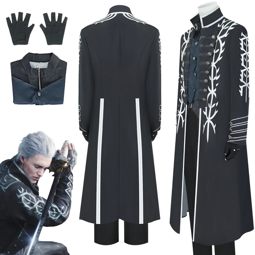 Fantasia DMC 5, Vergil, одежда для косплея, перчатки, костюмы, аниме, игра Disfraz, костюм для взрослых и мужчин, фантазия, Хэллоуин, карнавал, вечерние ткань