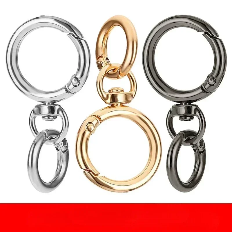 2/5 Sets Round Spring Snap, Zinc Alloy Swivel Trigger Hook with O Ring, Keychain Clasps for Handbag Lanyard Purse DIY Craft