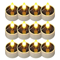 AT05-Solar Tea Lights Outdoor Waterproof,12 Pcs 1.5 X 2.1 Small Tealight Candles,Auto Light Up At Night,For Patio Garden