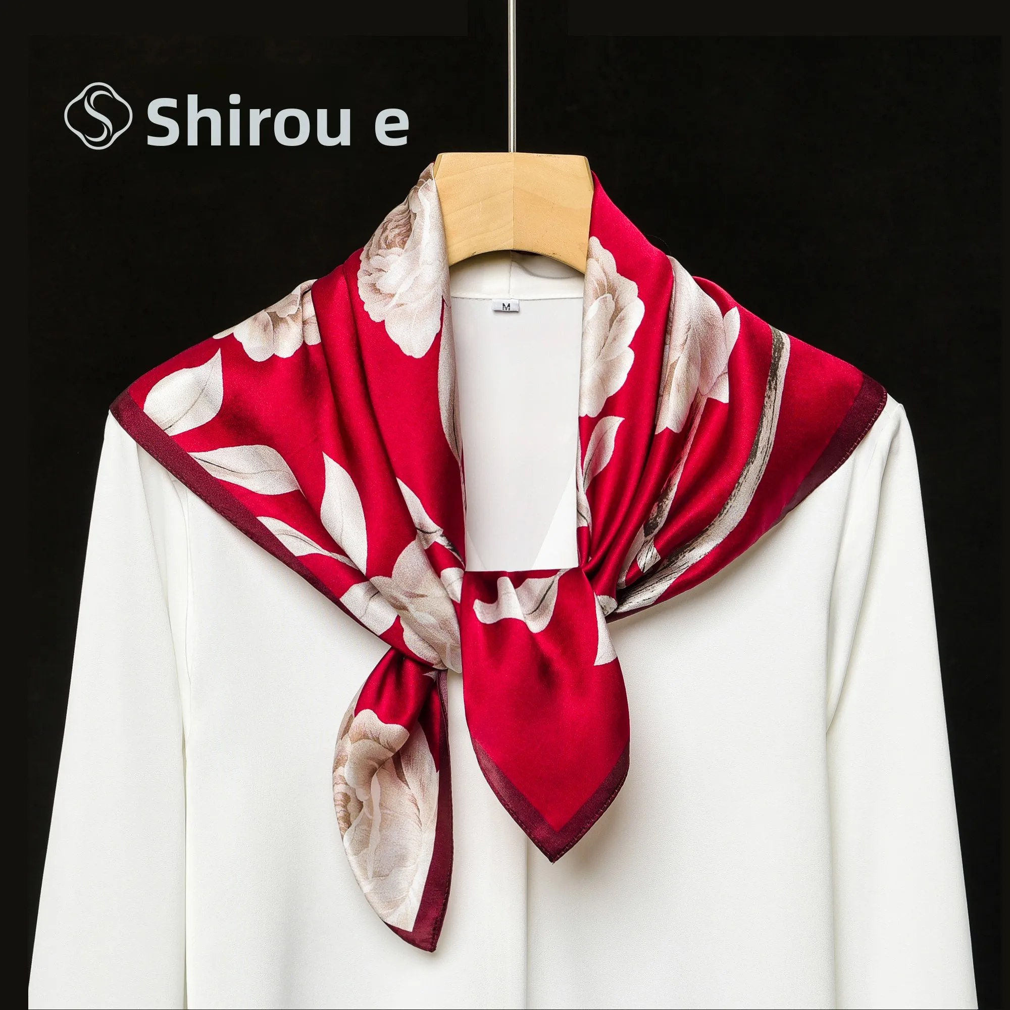 レディースシルクスカーフ-薄手-夏用-プリント柄-通勤用-多用途-日焼け対策-スクエアスカーフ-ギフト-軽量-中国産桑絹